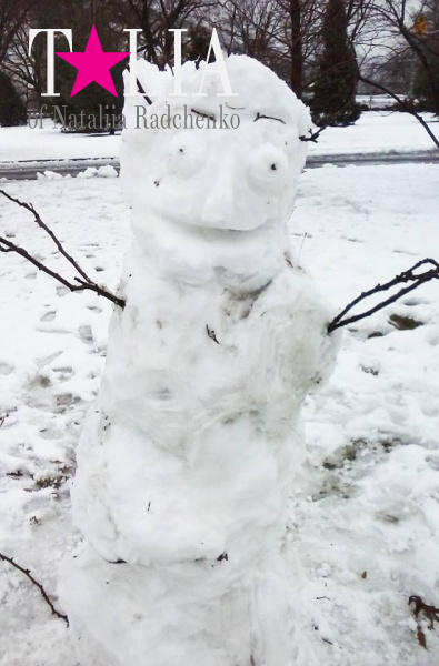 Украинская снежная баба в Нью-Йорке! Парк Форт Гамильтон, Бруклин.